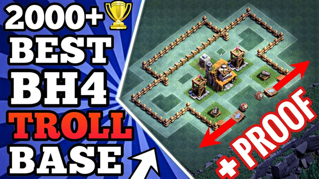 EPIC BH4 TROLL BASE DESIGN w/REPLAYS | New Clash of Clans BEST Builder Hall 4 Base [Defense] CoC