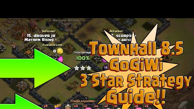 Clash of Clans | TH-8.5 - 3 Star Attack Strategy - GoGiWi with low level heroes