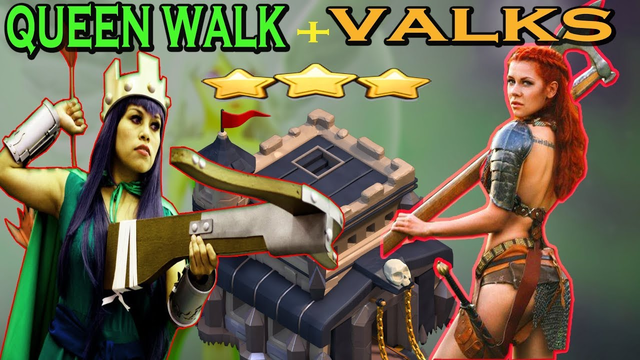 Archer Queen walk + Valkyrie TH9 War Attack Strategy! super queen walk th9 - clash of clans