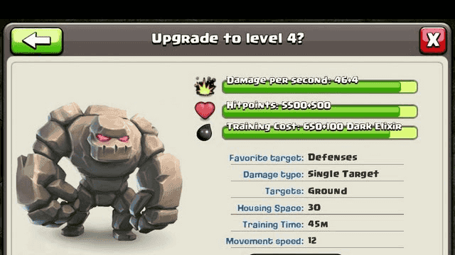 Lets play Clash of Clans - Buying Golem MAX LEVEL 4 with Max LVL Golem Gameplay !
