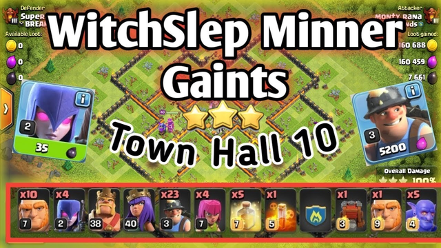 WitchSlep Minner Gaints Clash of Clans 3 star | Dark farming Aarmy