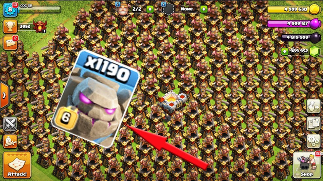 Golem max lv VS King Tower Full base in coc - COC Private Server - Clash of clans private server