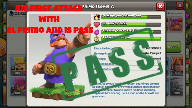 my first attack with el primo and is pass clash of clans