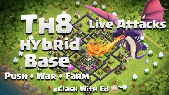 BEST TH8 HYBRID BASE: Farm War Push CWL +See LIVE ATTACKS - Clash of Clans