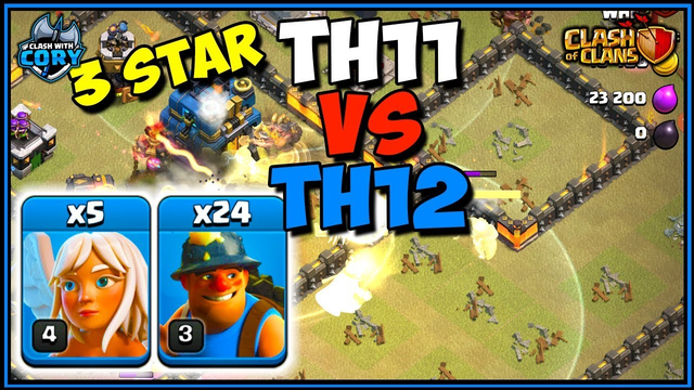 TH11 vs TH12 3 STAR! Queen Charge Miners | town hall 11 attack strategy | clash of clans
