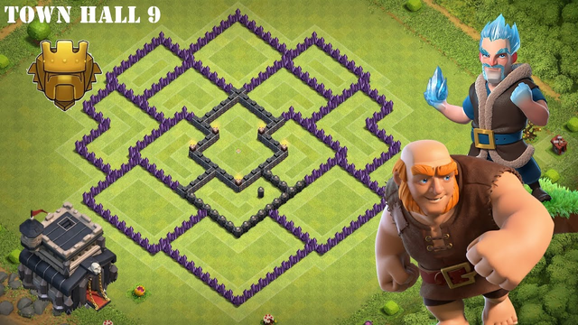 Town Hall 9 Hybrid base ANTI GIANT - Clash of Clans (TH9)