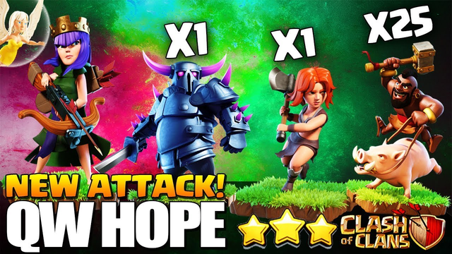 How to QueenWalk HOPE 5 Healers + 1 Pekka + 24 Hogs | TH10 3 Star Attack Clash of Clans - Update