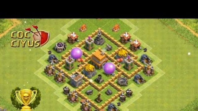 Clash Of Clans - Town Hall 5 Defense (COC TH5) | Trophy Base Layout Defense Strategy