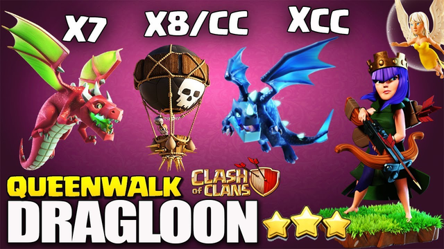 Th9 Queen Walk Dragloon - How to Clear Such Base Clash Of Clans - Best Th9 attack Strategy War