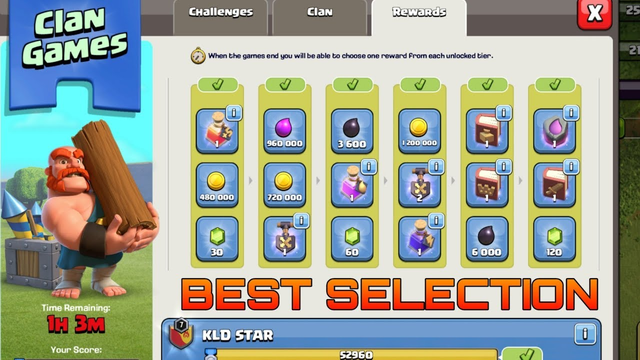 Smartest way to select clan games rewards in clash of clans