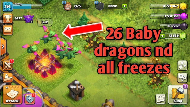 Clash Of Clans - 26 BABY DRAGONS! W/ freeze Spells!! (Air Raids On TH11)