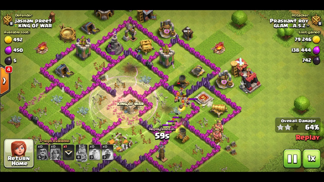 Clash of clans \combination attack of valkarie and wizard\100./.damage
