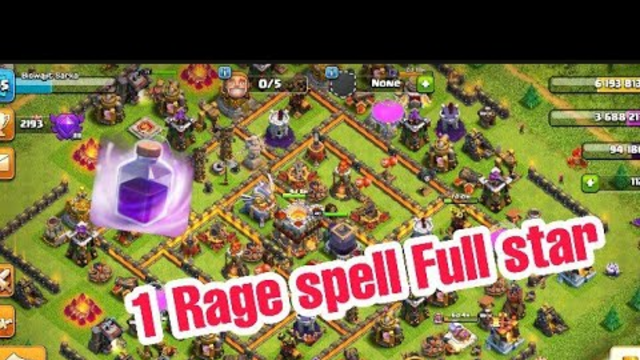 1 Rage spell Full star super attached|| clash of clans gameing video