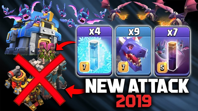 New Attack 2019!  9 Max Dragon 4 Freeze Spell 7 Bat Spell 3star TH12  Attack | Clash of Clans