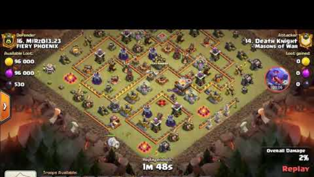 Clash of clans war attack dragons and bat spells th11