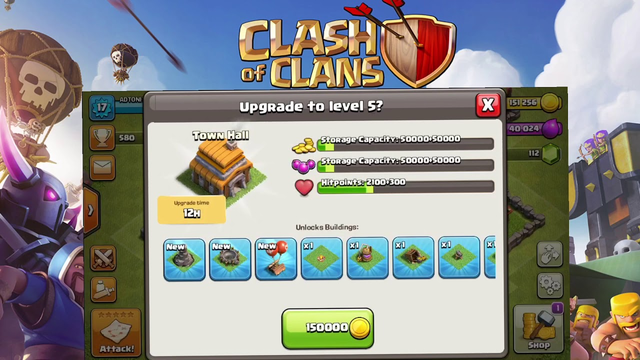 Upgrade town hall na level 5-Clash of clans-
