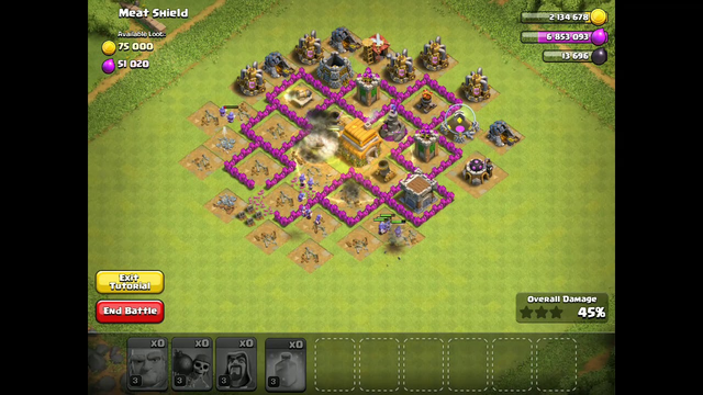 Clash Of Clans Practice Mode #3 (Meat Shield) Town Hall 6