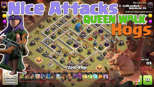OMG 3 Healer 28 Hogs Pekka Ice Golem  | Queen laloon, Miner | Clash of Clans