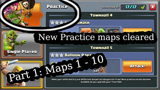 CLASH OF CLANS practice maps 3 Starred without tutorial help - Part 1