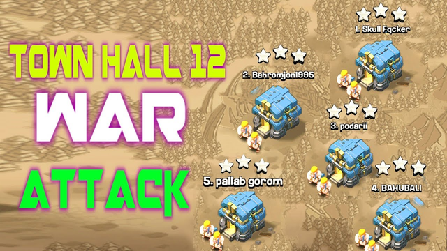 TOWN HALL 12 War Attack 2019 CLASH OF CLANS troops Bowler,Giant,Witch Destroy 3 Star TH12 Base