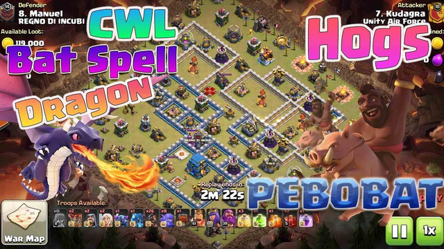 CWL | Bow Hogs Ske, Queen Miners, PeBoBat, ICE Golem + Laloon, | Clash of Clans