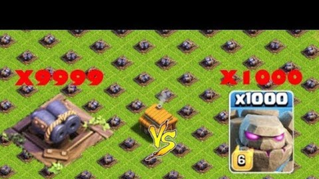 X1000 Golems Vs Full Double Cannon Attack On Clash Of Clans
