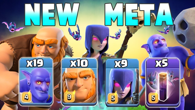 NEW META 2019! 19 Bowler +5 Bat Spell +10 Giant +9 Witch TH12 WAR ATTACK STRATEGY | Clash of Clans