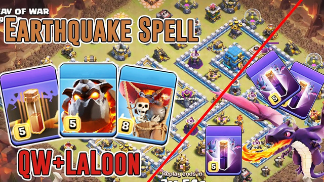 NEW EARTHQUAKE LALOON ATTACK - LAVALOON & BAT SPELL DRAG SMASH TH12 ( Clash of Clans )