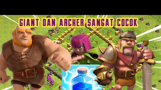 Nyerang pakek giant + archer + lightning spell + barbarian king | Clash Of Clans Indonesia | part-14