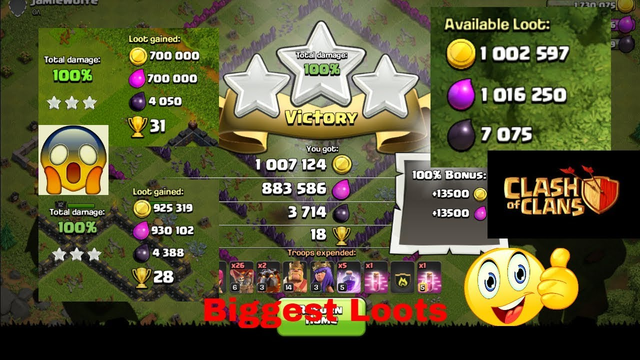 Biggest Loot In The Game Till Now! Clash of Clans , BIGGEST LOOT in ( COC ) CLASH OF CLANS