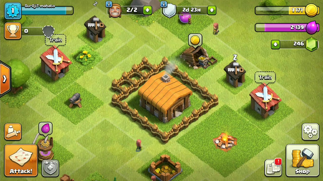CLASH OF CLANS *NEW TOWN HALL 2* NOOB ! gameplay defence STRATEGY/