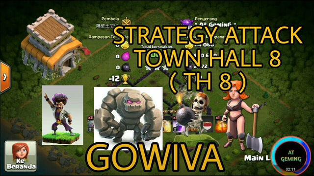 attack strategy clash of clans town hall 8  GOWIVA 3 STAR  + Strategy attack th 8 2019