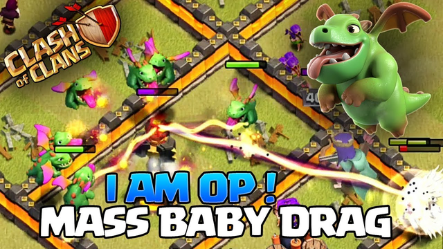 Th10 Queen Charge Mass Baby Dragon - BabyDragLoon - Literally the best Th10 attack Clash Of Clans