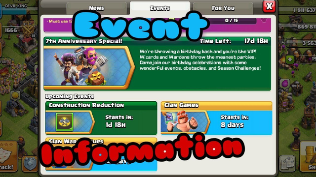 Upcoming event construction reduction full 
information Clash of clans india