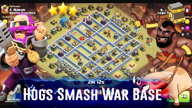 HOGS RIDER ATTACK WAR BASE TH12 3-STAR - LEARN TO BEAT HOGS STRATEGY ( Clash of Clans )