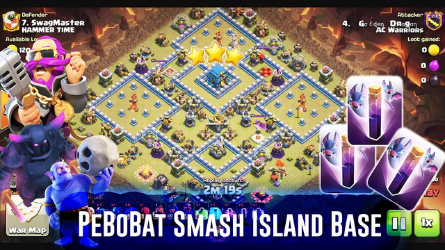 EASY!! PEKKA BOBAT SMASH ISLAND BASE TH12 3-STAR - POPULAR ARMY 2019( Clash of Clans )