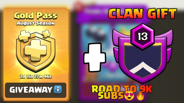 GOLD PASS GIVEAWAY + CLAN GIFT | MEGA GIVEAWAY | CLASH OF CLANS LIVE |