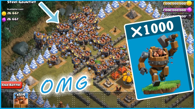1000 Battle Machine attack in clash of clans OMG heaviest attack ever in coc history