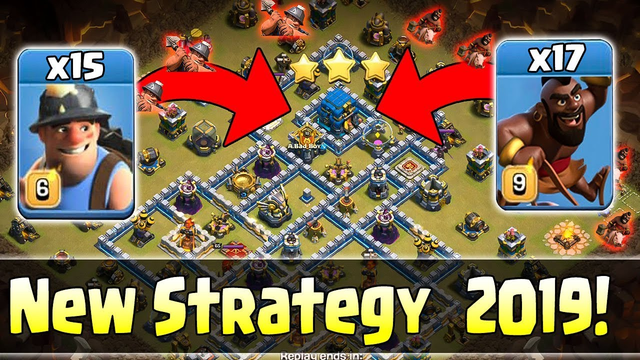 New Strategy 2019! 17 Hog 15 Miner Totally Destroy Max TH12 War Bases | Clash of Clans