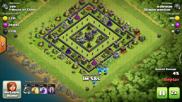Clash of clans , COC ,Town Hall9,  TH 9 , Simple base layout anti 2 star, electrodragon