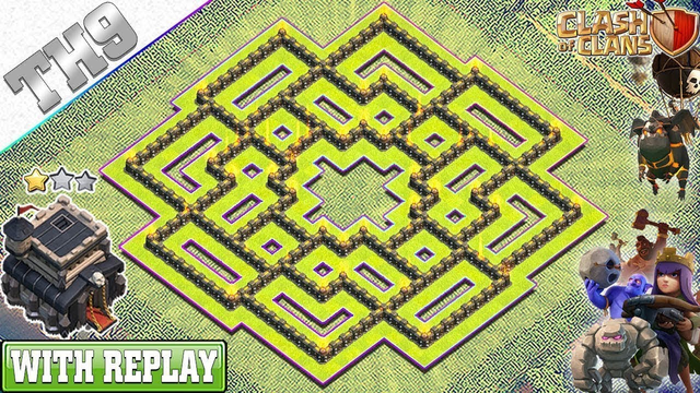 NEW BEST TH9 Base 2019 with REPLAY | Anti 3/2 Star TH9 Trophy Base with Copy Link - Clash of Clans