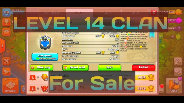 CLASH OF CLANS Level 14 Clan For Sale||Zain Gaming