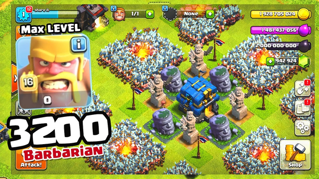 3200 Max Barbarian Troop in Clash Of Clans Private server Mod APK GamePlay New 2019! Share it