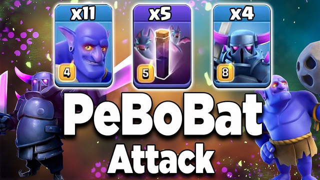 After Update PeBoBat Attack 2019! 11 Max Bowler 5 Max Bat Spell 4 Max Pekka | Clash of Clans