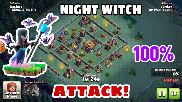 Clash of Clans BH7 Perfect Attack In night witch 2019