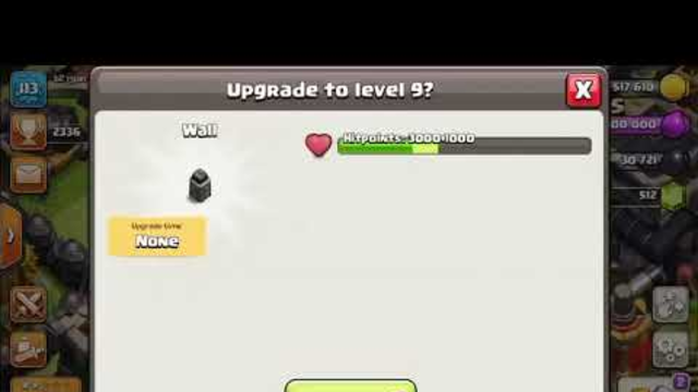 SPAMMING UPGRADING WALLS TO LVL 9 CLASH OF CLANS