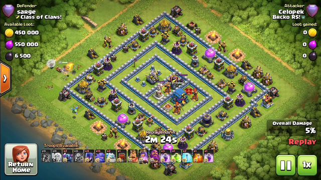 COC Clash of clans 3 star attack th12 queen walk