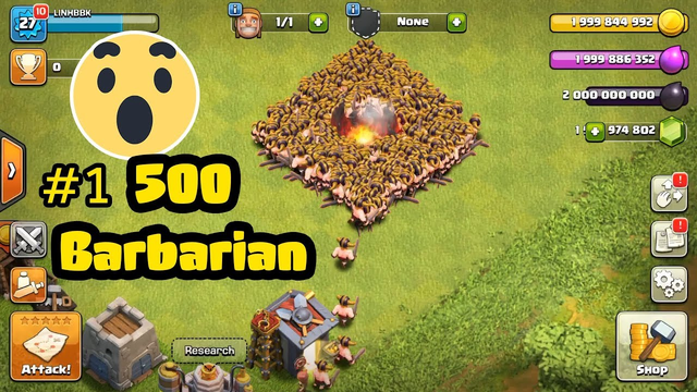 Clash of Clans 500 Barbarian Max level Combat