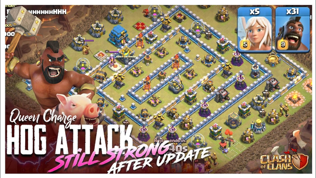 Nerfed ? No Problem Cheif ! Queen Charge hogs still Three Star Th12 | Clash of clans