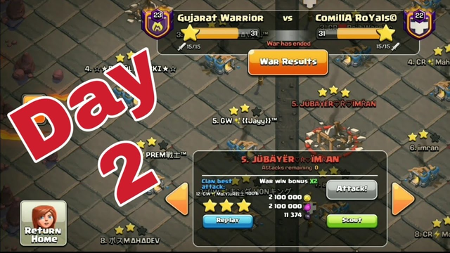 Gujarat Warrior [October Clan War League] | Day 2 War Attacks | Clash of Clans